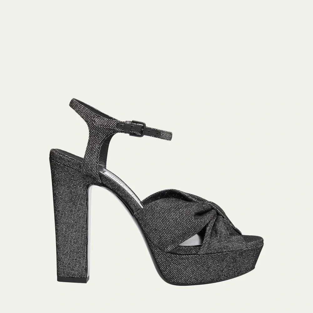 JIMMY CHOO Heloise Glitter Knot Platform Heels